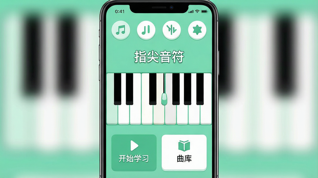 һ�������ֻ������ͼ��չʾ��ָ��������App�������棬������Ϊ��ƽ����ƣ������µı����̺Ͱ�ɫΪ��ɫ����������������һ��ģ����ټ��̵Ľ��������Ϸ��м�������ͼ�갴ť��������������������ָ���������ĸ��֣��·��ǡ���ʼѧϰ���͡����⡱������Ҫ������ڿ�Ƭ�����ʸɾ��������޶���Ԫ��