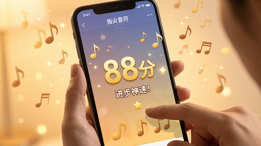 һ�����湹ͼͼƬ����������һ˫�����ֻ���Ļ�ϲ������֣���Ļ��ʾ���ǡ�ָ��������App����ϰ�������ҳ�棬ҳ������һ�����Ľ�ɫ������88�֡��͹�����������٣�������Χ��һЩ����ͼ��Ʈ�䣬ůɫ������������������Ӫ�����óɾ͸е�����