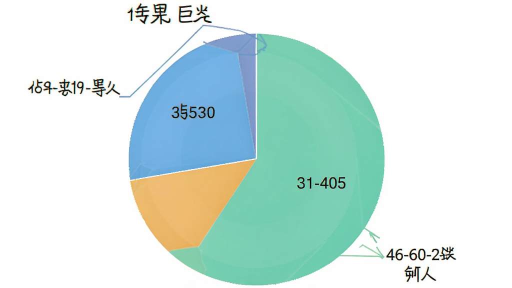 饼状图展示“巨星优选”用户年龄分布,18-30岁占35%,31-45岁占40%,46-60岁占25%,配色清新,标注清晰,风格简洁,画质干净无多余元素