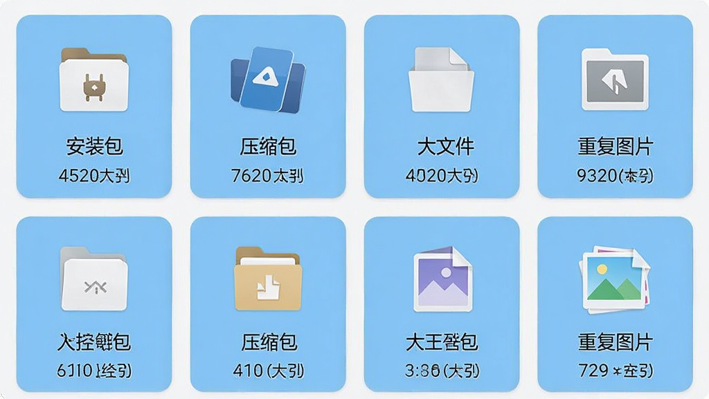 һ���ֻ�Ӧ�ý����ͼ����ʾ��Memory Helper�����ļ�����ҳ�棬�����񲼾�չʾ����װ��������ѹ�������������ļ��������ظ�ͼƬ���ȷ���ͼ�꣬ÿ��ͼ���·��ж�Ӧ���ļ������ʹ�С������Ϊǳ��ɫ��Ƭ���������Ƹɾ����࣬���ʸ��壬ϸ�ڷḻ���޶���Ԫ�ء�