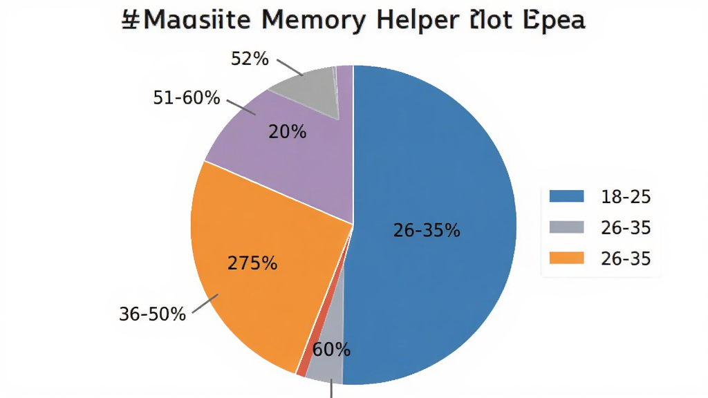 һ�ű�״ͼ��չʾ��Memory Helper���û�����ηֲ�����Ϊ18-25�ꡢ26-35�ꡢ36-50�ꡢ51-60���ĸ�����������26-35��ռ�����ÿ�������ò�ͬ��ɫ���֣�������ͼ���������������������ݿ��ӻ������ʸ��壬�޶���Ԫ�ء�