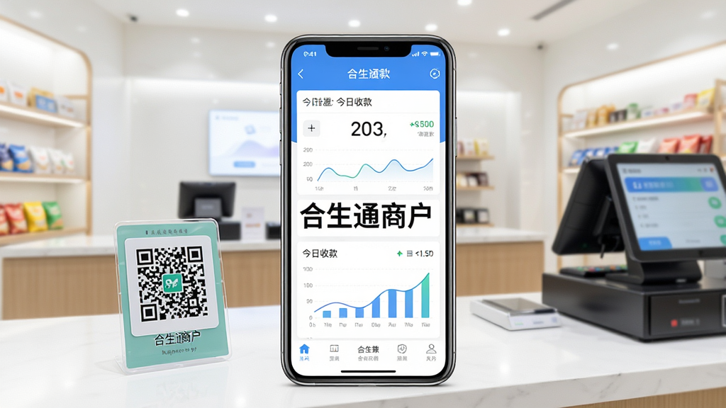 һ���ֻ���Ļչʾ����ͨ�̻�app�Ľ��棬������������ʵ����̣�����̨�Ϸ����տ��ά�룬��Ļ����ʾ�������տ��������ͼ��������ɾ�רҵ�����֡�����ͨ�̻������У����ʸߣ�4k���޶���Ԫ�ء�