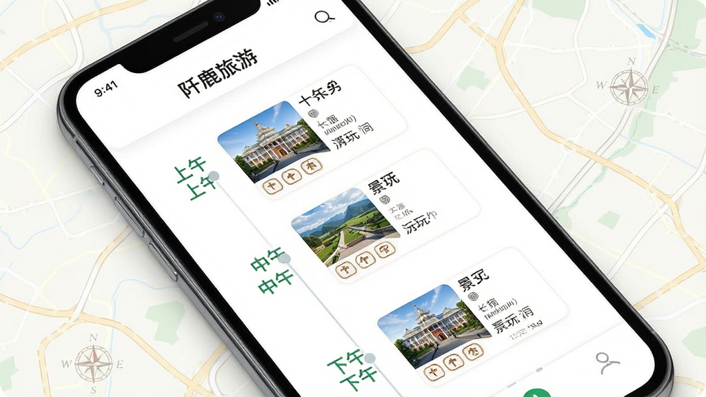 һ���ֻ�App���ܽ�ͼ��ʽ�����ͼ����Ļ������ʾ����¹���Ρ��������г̹滮���ܣ���ʱ���ߵ���ʽ�����г����硢���硢����ľ��㰲�ţ�ÿ���������о�����Сͼ��Ԥ������ʱ������Ʒ����ֱ�ۣ���Ϣ�㼶�����������ǵ��ŵĵ�ͼ��������������ˬרҵ�����ʸ��壬�޶���Ԫ�ء�