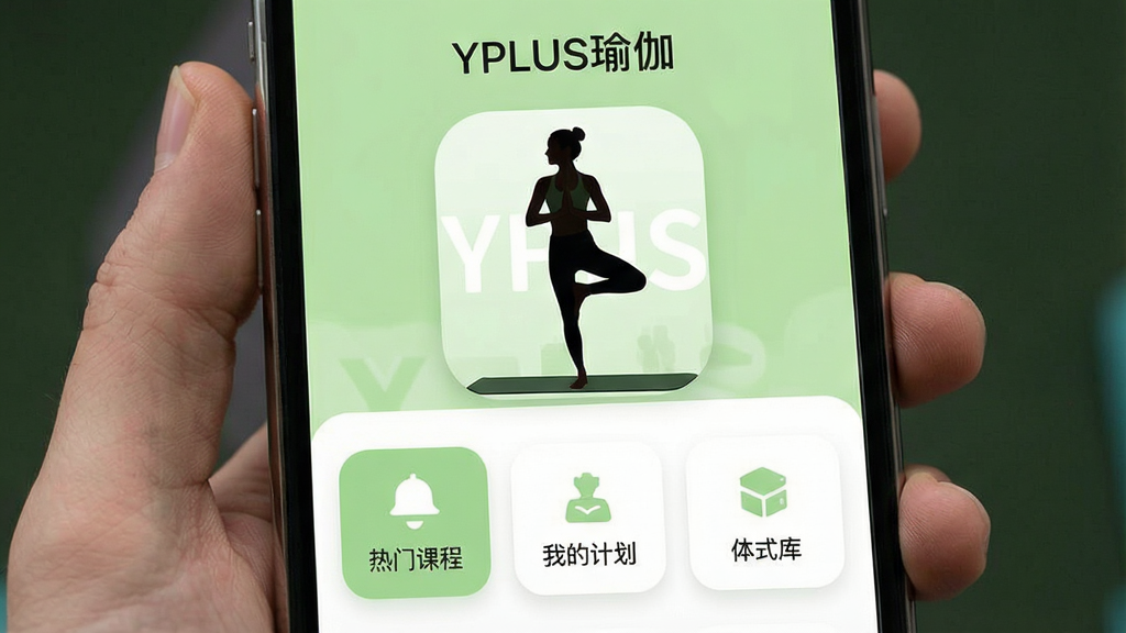 һ��չʾYPLUS�٤App������ĸ����ֻ���ͼ�����������µĵ���ɫ�Ͱ�ɫΪ��ɫ�������ּ��󷽣��м���ʾ��YPLUS�٤��Ӧ�����ƺ�һλ��������ʽ��ʽ���٤������Ӱ���·������š����ſγ̡������ҵļƻ���������ʽ�⡱�������ܿ�Ƭ���������ִ���ƽ��ϸ��Բ�󣬻��ʸɾ��޶���Ԫ�ء�