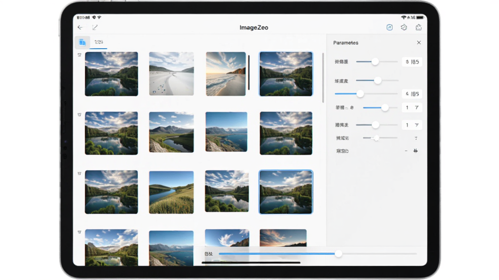 չʾImageZeo�����������ܵ�ͼƬ������Ϊƽ�������Ļ�����������ʾͼƬ�б����Ҳ�Ϊͳһ�Ĳ���������壬�б����ж��ŷ羰ͼ���·��н�������ʾ�������ȣ��������࣬�Ű����������ʸɾ��޶���Ԫ��