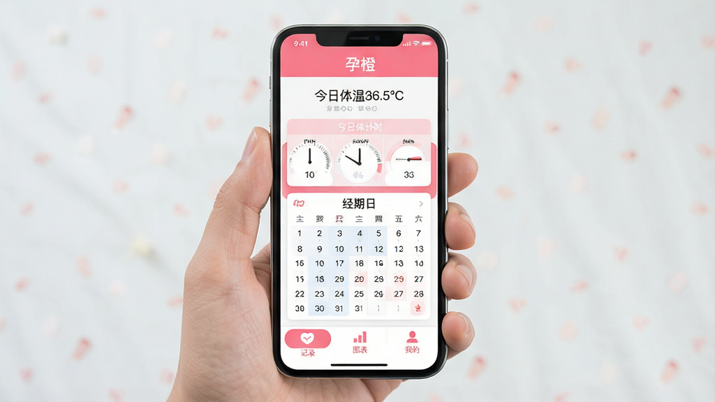 һ��չʾ�ֻ���Ļ��ͼƬ����Ļ��������ʾ���гȡ�App�Ľ��棬��ɫ��Ϊ��ɫ�Ͱ�ɫ�����涥����ʾ����������36.5�桱���м��������ڵ���ʱ�;����������ײ��м�¼��ͼ�����ҵ�������ť�����岼�ּ�࣬������±�ƽ�����ʸɾ����޶���Ԫ�ء�