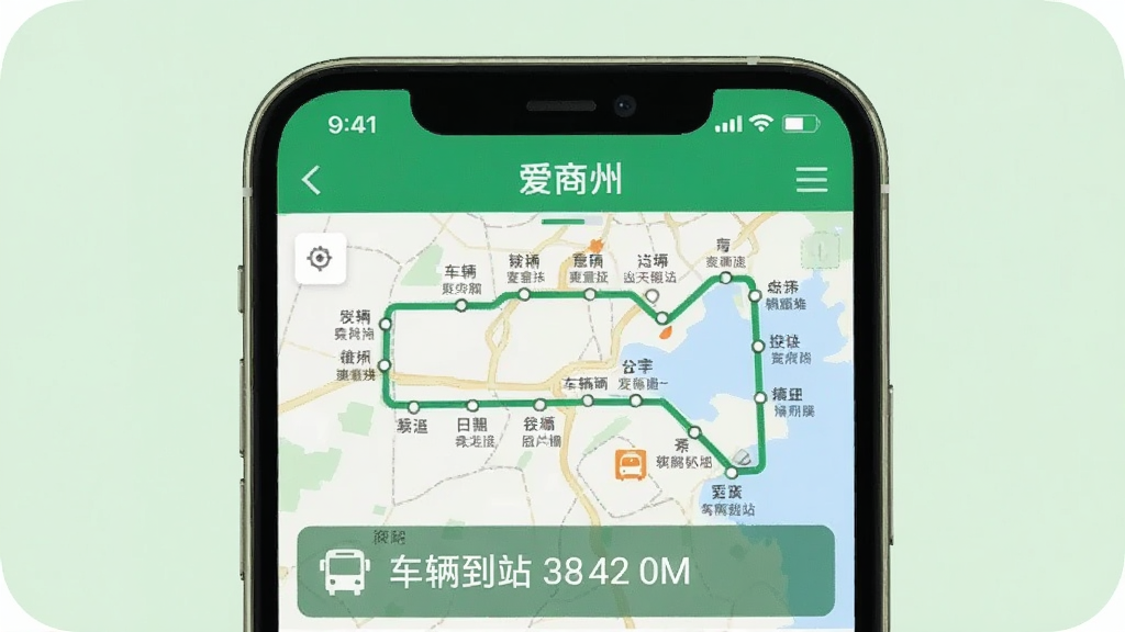 �ֻ���Ļ��ʾ������APP�Ĺ�����ѯҳ�棬��ͼ����ʾ������·��վ�㣬�ײ��г�����վʱ�����ѣ����������ˣ�����Ϊǳ��ɫ������ɾ����޶���Ԫ��