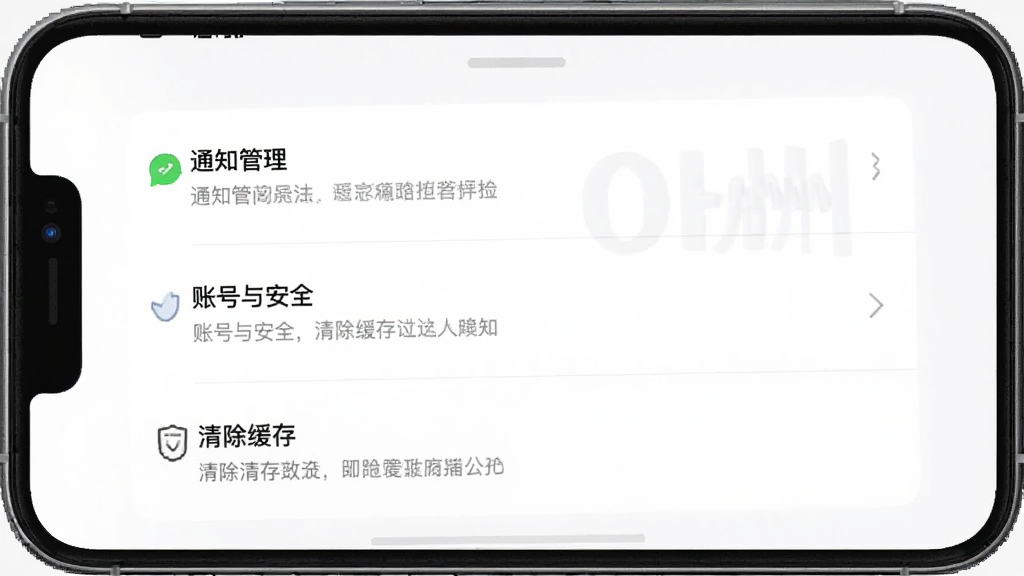 �ֻ���ͼ��ʾ������APP������ҳ�棬��֪ͨ�������˺��밲ȫ����������ѡ�ҳ���࣬����Ϊ��ɫ�����ʸɾ����޶���Ԫ��