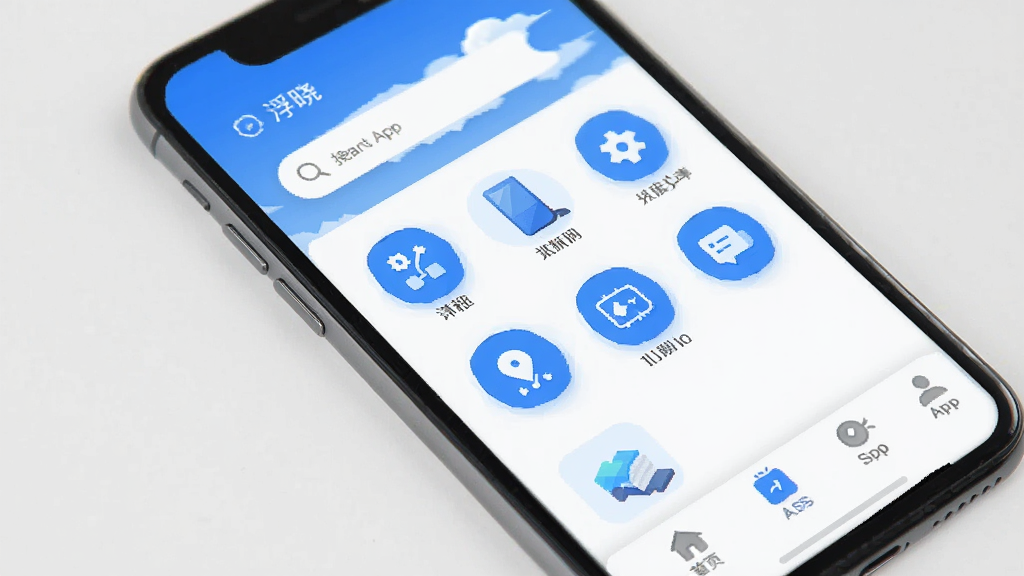 չʾ��������App������ĸ����ͼ���������ֻ���Ļ�е���ˬUI�����ּ�࣬���������������м��ǹ���ͼ�����񣬵ײ��ǵ�������ɫ��������Ϊ��������ƽ����ϸ�ڸɾ������������޶���Ԫ�ء�