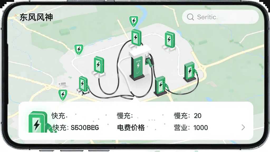 �ֻ�APP�ġ�����ͼ��ҳ�棬��ͼ�Ϸֲ��Ŷ����ɫ���׮ͼ�꣬�ײ�������Ƭ��ʾĳ���վ����ϸ��Ϣ����������䡱�͡����䡱��������Ѽ۸�Ӫҵʱ�䣬���Ͻ�������������UI��������ִ�����ͼ��ɫ��Ȼ������������������������ʸ��塣