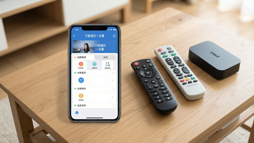 һ��չʾ������ң��һ��ͨ���ֻ�App�ڿ����輸�����еĸ���ͼ���ֻ���Ļ��ʾƷ��ѡ���б����Ա�ɢ���ŵ���ң�������յ�ң�����ͻ�����ң�������γɶԱȣ����������ɾ������дʵ��ͻ��һ��App������ң�����ĸ�����ʸ��壬�޶���Ԫ�ء�