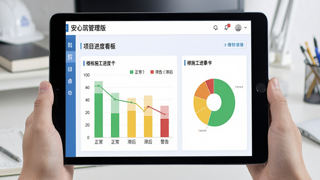 һ��չʾ��Ŀ�������ܵ�ƽ����Խ��棬�����ǡ������������桱����Ŀ���ȿ��壬��������ͼ�ͱ�ͼ����ʾ��¥��ʩ�����Ȱٷֱȣ�������ɫ����ɫ����ɫ�����������ͺ�;���״̬�����沼��רҵ��������ɫ����ƽ����ƣ�ϸ�ڷḻ�������������޶���Ԫ�ء�