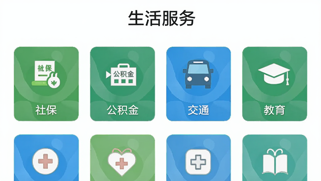 ����ѧϰ��APP�ķ���ҳ�棬ҳ�涥��Ϊ��������񡱱��⣬�·���ͼ���б�չʾ���籣�����������𡱡�����ͨ������ҽ�ơ������������ȳ��÷�����ڣ�ÿ��ͼ���·��������ֱ�ǩ��������ֱ�ۣ���ɫ����ɫΪ��ɫ������ƽ����ƣ����ʸɾ����޶���Ԫ�ء�