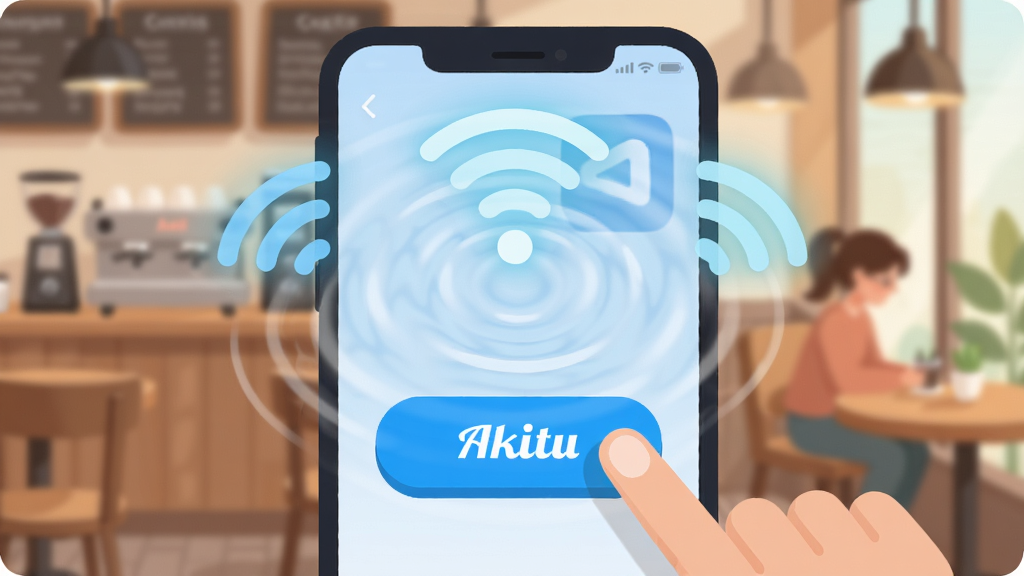 ��ָ���AkiituӦ��һ�����Ӱ�ť���ֻ���Ļ����������Ч����ΧWiFi�źŸ��������𣬱���Ϊģ���Ŀ��ȹݻ��������������ˣ���ť��Ŀ�������������������ƽ���廭�磬ϸ��Բ�󣬻��ʸɾ��޶���Ԫ��