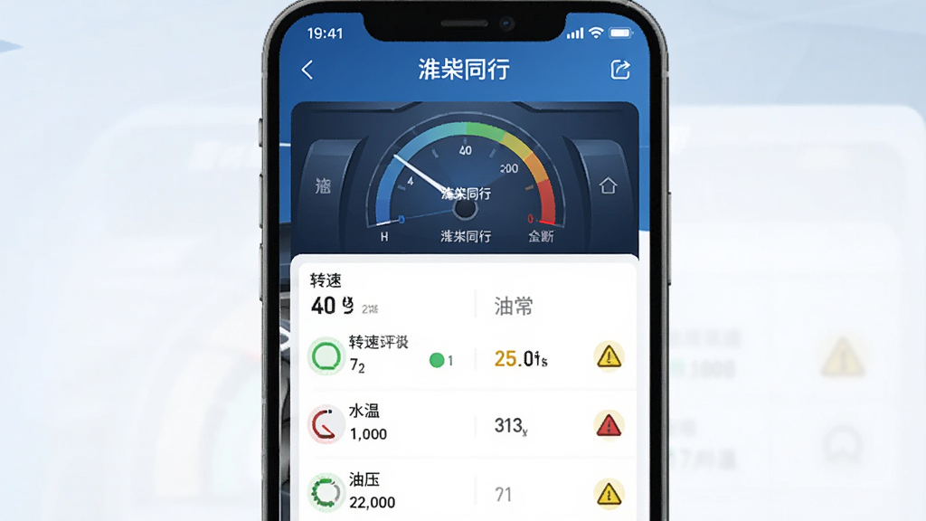 ͼƬ������һ���ֻ�App�����ͼ����ʾ��Ϋ��ͬ�С���������Ͻ��ҳ�棬���Ǳ��̺��б���ʽչʾ�������������ݣ���ת�١�ˮ�¡���ѹ��������ɫ�ͻ�ɫͼ���ʾ�����;���״̬�������Ǹɾ��ļ������������ɫ�������������޶���Ԫ�ء�
