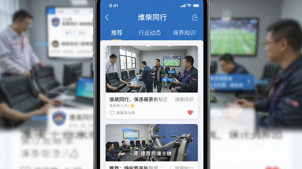 ͼƬ������һ���ֻ�App�����ͼ����ʾ��Ϋ��ͬ�С�����Ѷ������ҳ�棬�����С��Ƽ���������ҵ��̬����������֪ʶ���ȱ�ǩ���·���ͼ�Ŀ�Ƭ�б���������ģ������������������������ִ���������ɫ�������ʸɾ����޶���Ԫ�ء�