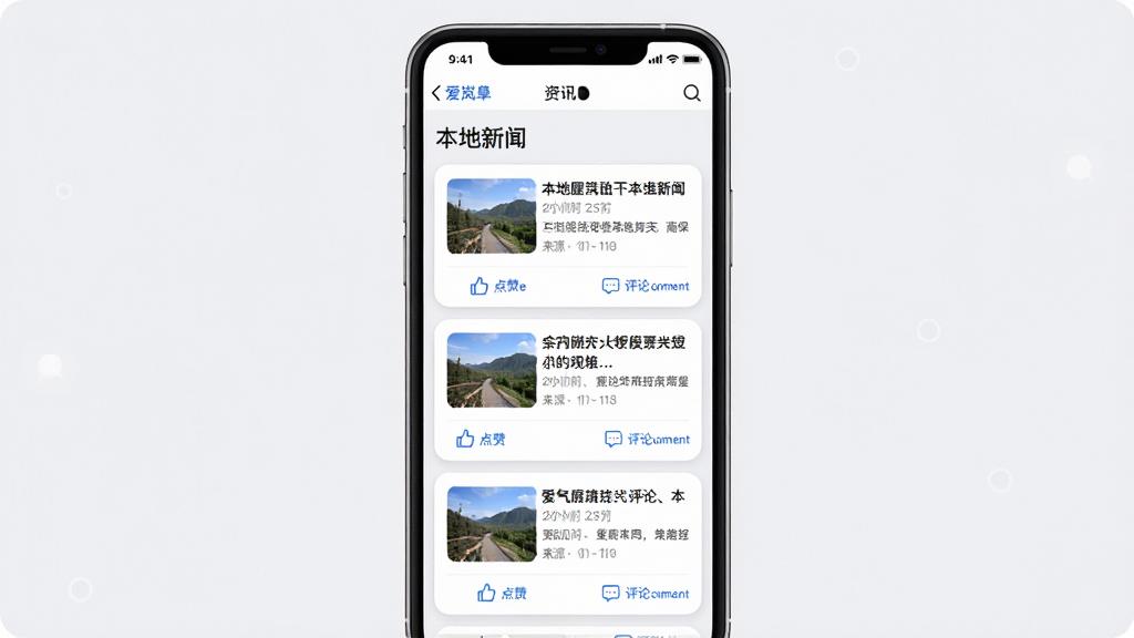 ���壺�����ֻ�չʾ����᰸ޡ�App����Ѷ�б�ҳ�棬����Ϊ���������š������֣��ֻ��������У�ҳ����ϵ�����ʾ�������ſ�Ƭ������Сͼ��ժҪ���Ű棺���ű�������������ʱ�䡢��Դ��ǩ��ȷ�������������룻��񣺼����б�ʽ��ƣ�ɫ���԰�ɫ��ǳ��ɫΪ������׺��ɫ��ϸ�ڣ����ſ�ƬԲ�ǻ��������ײ��С����ޡ��������ۡ�ͼ�ꣻ���ʣ�������Ļ��ʾ�����ʸɾ����޶���Ԫ�ء�