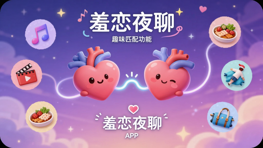 һ��չʾ������ҹ�ġ�APPȤζƥ�书�ܵĲ廭���������������ſ�ͨ����ͨ��һ���������·������һ����Χɢ�������֡���Ӱ����ʳ�����е���Ȥͼ�꣬�������λõĽ�����ɫ��գ�����ɰ���ǿ��������ҹ�ġ���ƥ�书�ܣ��Ű����������ʸ��壬������Ԫ��