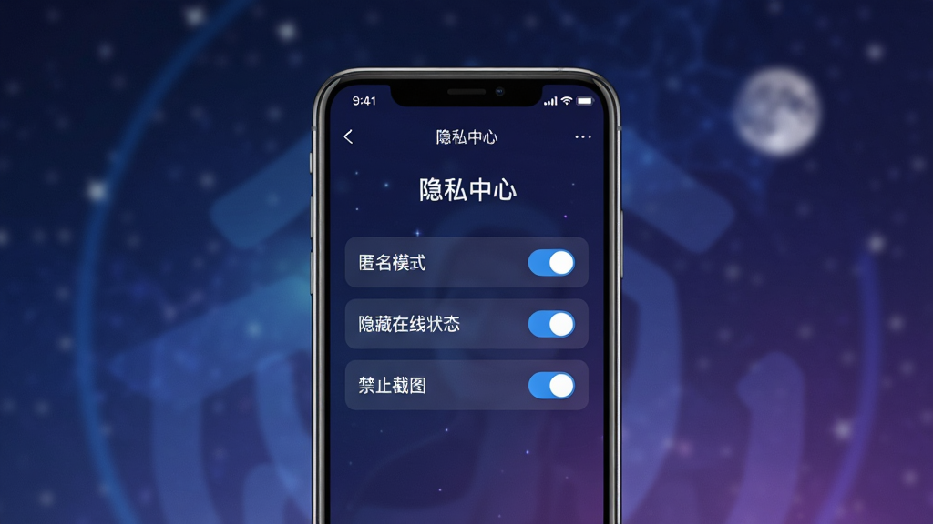 һ��չʾ������ҹ�ġ�APP��˽�������ܵ�ʾ��ͼ������������һ���ֻ����ֻ���Ļ��ʾ����˽���ġ����棬�С�����ģʽ��������������״̬��������ֹ��ͼ���ȿ���ѡ�������ģ�����ǿ�ͼ����������Ƽ���ʮ�㣬��ɫ����ɫɫ�������ʸɾ���ͻ��������ҹ�ġ���������