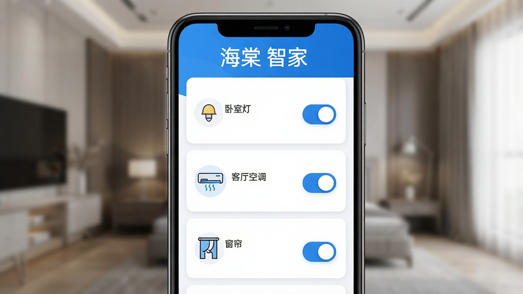 һ�ź����Ǽ�App���豸����ҳ�棬����Ϊ�ֻ����棬����Ϊ�б��Ϳ�Ƭ��ϣ���ʾ��������豸ͼ���硰���ҵơ����������յ���������������ÿ����Ƭ�п���״̬��ť�������黯������ִ���࣬������ɫ��ͻ���������Ǽҡ��ĸ����ڶ��������ʸɾ����޶���Ԫ�ء�