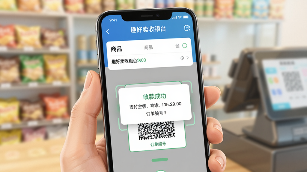 һ����д�廭��һֻ�ֳ������ֻ�ɨ������տ��룬�ֻ���Ļ��������ʾ��Ȥ��������̨�����棬���������տ�ɹ�����ʾ�������黯������ͻ���ֻ���Ļ�ϵĽ�����Ϣ����Ʒ��֧����ʽ��������š�����дʵ�ɾ���������ͣ�ɫ��������ǿ����Ȥ����������ʵ���������е�Ӧ�á�