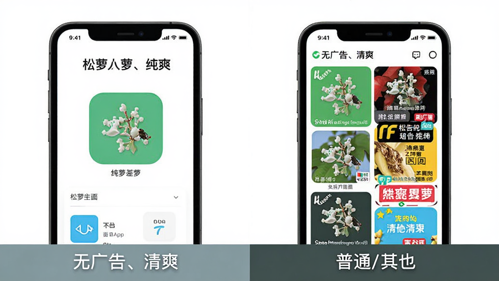 �Ա�ͼչʾ����App����ͨApp�ڽ����淽��Ĳ��죬���Ϊ���ܵĴ��������棬�Ҳ�Ϊ����App�����ҹ����棬���ܽ���ǿ�����޹�桢��ˬ���������ɾ�����������ˣ�����������ͻ�����ܵ�����