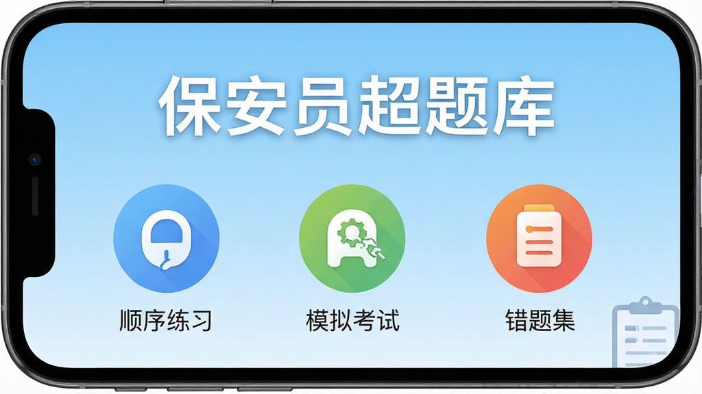 ����һ��չʾ������Ա����⡱�ֻ�App����ĸ���ͼƬ������Ϊһ�������ֻ���Ļ��ʾӦ�������棬�����Ϸ�Ϊ������Ա����⡱���⣬�·��С�˳����ϰ������ģ�⿼�ԡ��������⼯��������ɫԲ��ͼ�꣬����Ϊǳ��ɫ���䣬����ƽ����ϸ�����������ʸɾ��޶���Ԫ�ء�