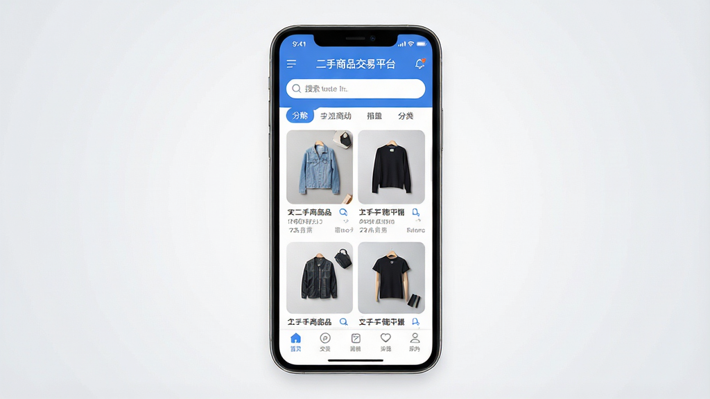 һ��չʾ��������Ʒ����ƽ̨��APP���Ĺ��ܵ������ֻ���Ļ��ͼ���ֻ����У���Ļ��������ʾ��������Ʒ����ƽ̨�������棬�����ײ�����������Ʒ�ٲ����б�������������ͷ����ǩ�����������ִ���������Ϊ��ɫ����UIͼ��Բ���£�����Ϊ�ɾ���ǳ��ɫ���䣬���岼�����������ʸ���ɾ��޶���Ԫ�ء�