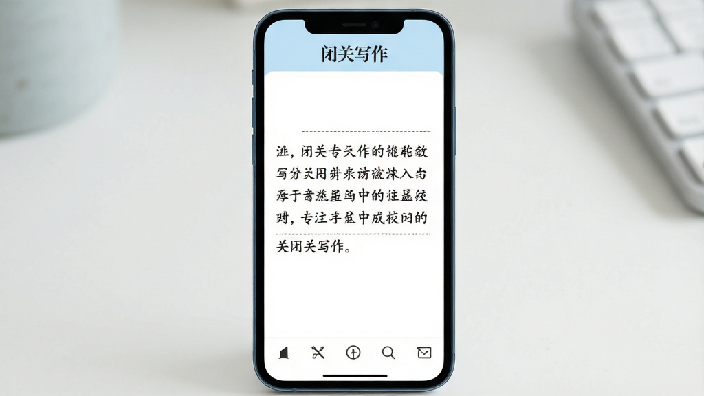 ͼƬ����չʾ�չ�д��APP�������棬������һ���ֻ���Ļ��д����Ļ����ʾ���Ĵ��ױ༭���棬�Ϸ��С��չ�д�����ĸ��ֵ�LOGO�����������Ǽ�������ĺ�ɫ�������ֲݸ壬�ײ��Ǽ���Ĺ�����ͼ�꣬������ǳ���Ͱ�ɫΪ��ɫ������ƽ����Ʒ�񣬽���ɾ�ͨ͸���޶���Ԫ�أ����ʸ��壬������ͣ�ͻ��רעд���ķ�Χ��