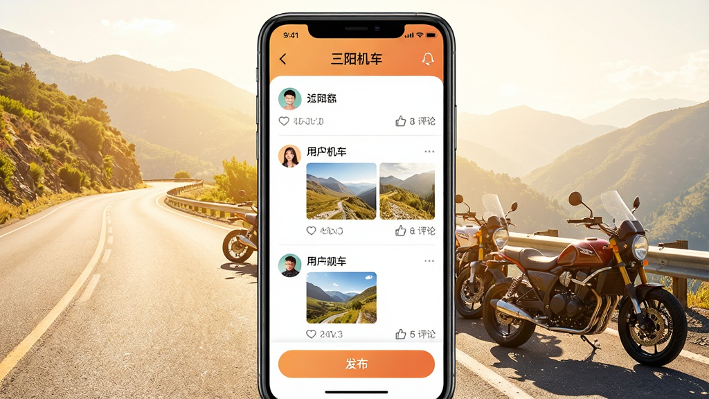 һ�š�����������App�������ܽ����ͼ���������������ĵ�ɽ�乫·������Ħ�г�����ͣ�š��������б���ʽչʾ�û������Ķ�̬��ÿ����̬����ͷ���ǳơ�ͼƬ�͵������������ײ��С���������ť����������ů������UI����ִ������ʸɾ��޶���Ԫ�ء�