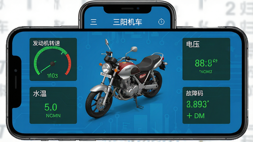 һ�š�����������App������Ͻ���ʾ��ͼ���ֻ���Ļ��չʾһ������Ħ�г���3Dģ�ͣ���Χ�����š�������ת�١�����ˮ�¡�������ѹ�����������롱��������壬��������������ʾΪ��ɫ���������ƽ�����Ƽ����������������������ʸɾ��޶���Ԫ�ء�