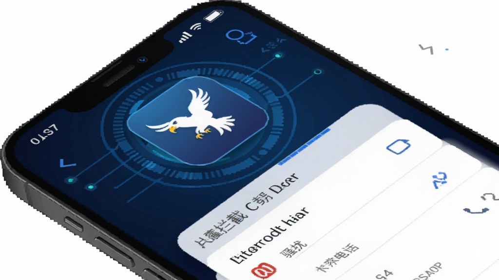 ��ӥ����app�����棬�ֻ���Ļչʾ���ؼ�¼��ɧ�ŵ绰�б�������Ϊ����ɫ�Ƽ��У�ͼ��Ϊһֻӥ���������ִ������ʸɾ��޶���Ԫ��