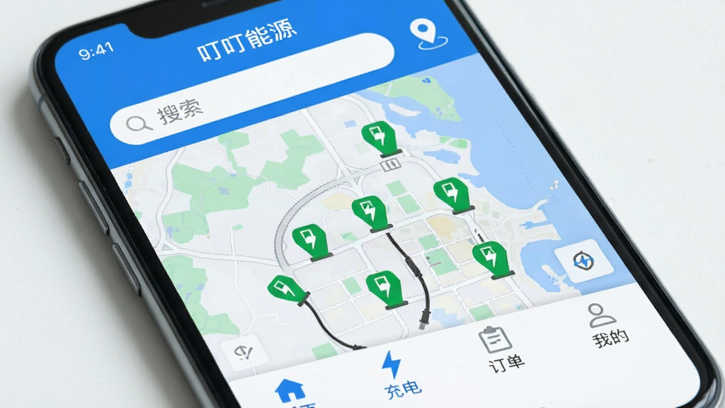 һ���ֻ���Ļ��д����Ļ����ʾ��������Դ��APP����ҳ���棬��ɫ��Ϊ��ɫ�Ͱ�ɫ��������������Ͷ�λͼ�꣬�м��ǵ�ͼ����ͼ�Ϸֲ��Ŷ����ɫ���׮ͼ�꣬�ײ��С���ҳ��������硱���������������ҵġ��ĸ�ѡ����������ִ������ʸɾ��޶���Ԫ�ء�