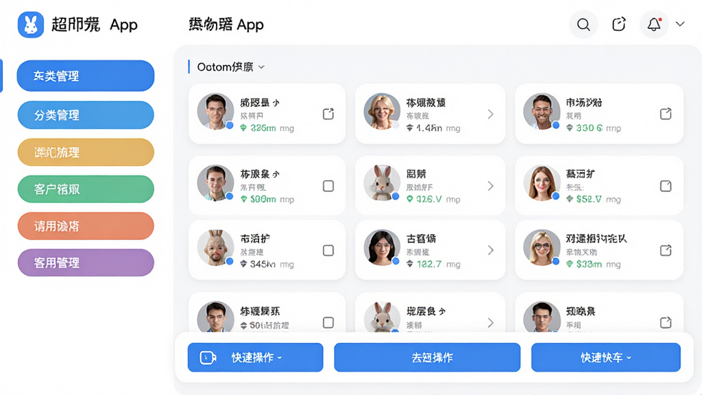 ���壺����App�Ŀͻ��������棬չʾ�����ǩ�Ϳͻ���Ƭ�����֣����Ϊ��ǩ�����Ҳ�Ϊ��ϸ�Ŀͻ���Ϣ�б����ײ��п�ݲ�����ť���Ű棺��Ϣ�㼶��������ǩ�ò�ͬ��ɫ���֡���񣺼������磬������ɫ����Ƭ��Ӱ��͡����ʣ����壬����ɾ����޶���Ԫ�ء�