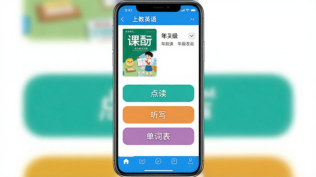 һ�������ֻ������ͼ����ͼƬ�������ǡ��Ͻ�Ӣ�App�����棬������ʾ�α�������꼶ѡ���м��ǡ����������д�������ʱ���������ɫ��ť���ײ�����ɫ�����ĵ�������������������ˬ��������ɫ�������ʸɾ��޶���Ԫ�ء�