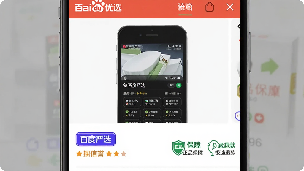 һ��ͼƬչʾ���ٶ���ѡ��APP����Ʒ����ҳ��ҳ���Ϸ�Ϊ��Ʒʵ��ͼ���·�����չʾ���ٶ���ѡ����ǩ�͵����������֣��Ա��С���Ʒ���ϡ��͡������˿��ͼ�꣬������Ƽ�࣬��Ϣ͸��������������