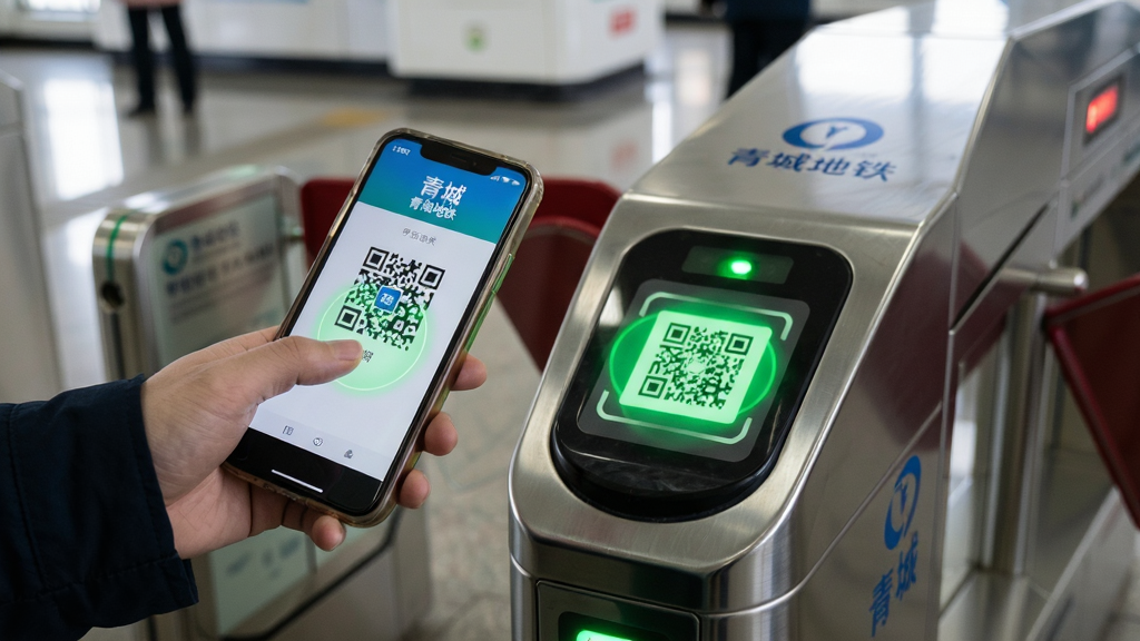 ���壺�˿��ֳ��ֻ�ʹ��**��ǵ���**App�ĳ˳����ں��ͺ��ص���բ����ɨ���վ��˲�䡣���֣��������Ϊ�˿��ֱ����ֻ����ֻ���Ļ��ʾ��ɫ����Ķ�ά��ҳ�棬�Ҳ�Ϊ����բ��ͨ�����Ű棺�ֻ���Ļ�ϵĶ�ά��͡���ǵ��������������ɼ���բ��ָʾ�Ʒ�����ɫ��â�����дʵ������Ӱ�����Ȼ���������㣬���м�ʵ�С�ϸ�ڣ��˿���ָ�ᴥ��Ļ����ά���Ե��ɨ���Ч��բ�������е�����ʶ���⡣���ʣ��������ȣ�����ɾ����޶���Ԫ�ء�