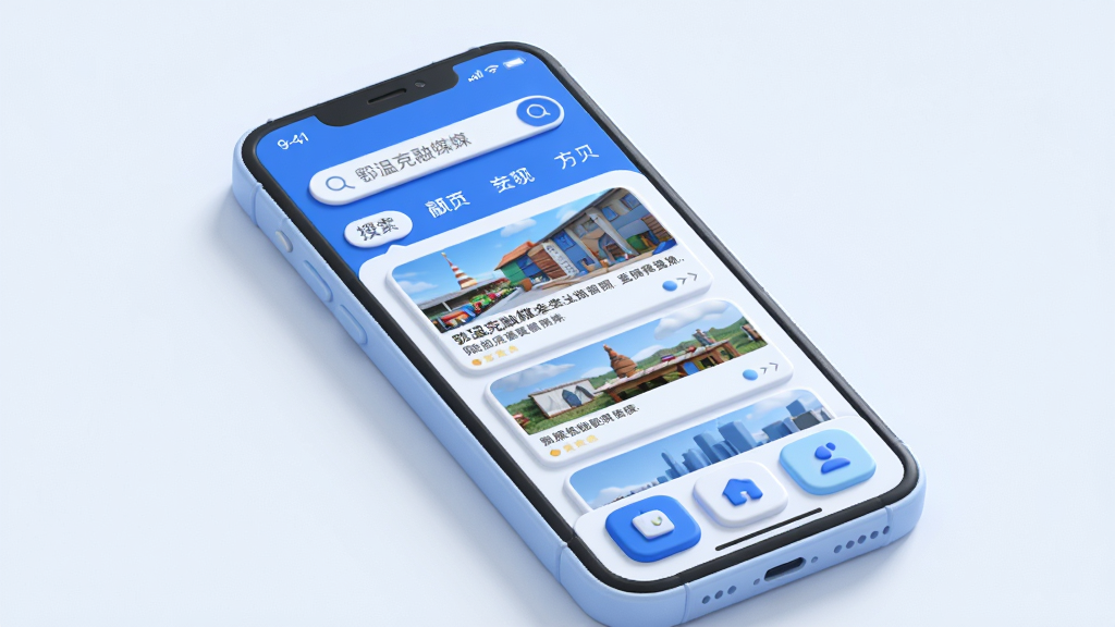һ��չʾ���¿���ýAPPȫò��3D�������ͼ������Ϊ�ֻ���Ļ���棬��Ļ����ʾ���¿���ý����ҳ���֣��Ϸ�Ϊ�������ͷ����ǩ���м������ſ�Ƭ�ٲ������ײ�Ϊ��ݹ��ܰ�ť��������ɫ������Ϊ��������ִ���࣬ϸ��Բ�󣬻��ʸ���ɾ����޶���Ԫ�ء�