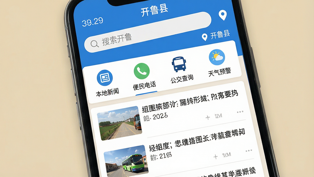 һ���ֻ���Ļ��ͼ��չʾ�����տ�³��APP�������棬�������������Ͷ�λ��Ϣ����³�ء����м��Ƿ��ർ��ͼ�꣬�������������š���������绰������������ѯ����������Ԥ�������·�����Ѷ��Ϣ���б���ÿ����Ϣ��������ͼ�ͱ��⣬���������������������ɫ����ɫ��������ƽ����Ʒ�񣬻��ʸ���ɾ����޶���Ԫ�ء�