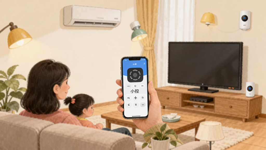 �廭չʾС��APP��ʹ�ó�����һ����ͥ�����ɳ���ϵ��������ֻ����ŵ��ӣ��ֻ���Ļ��ʾ��С�ء���ң����壬��Χ�пյ����ƹ���豸�������ܰдʵ�����ʸɾ��޶���Ԫ�ء�