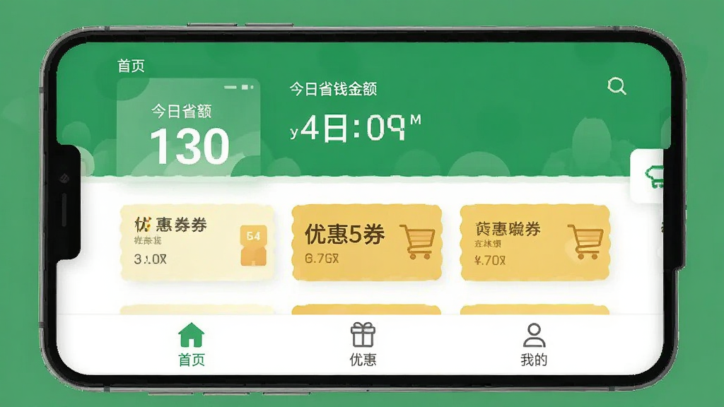 ��Сʡ�ֻ�Ӧ�������棬��ɫ��ɫ�����ɾ���ˬ����ҳչʾ����ʡǮ�����Ż�ȯ�б����ײ�����ҳ���Żݡ��ҵ�����ѡ���ͼ���࣬����ƽ�������廭�ʸɾ����޶���Ԫ�ء�