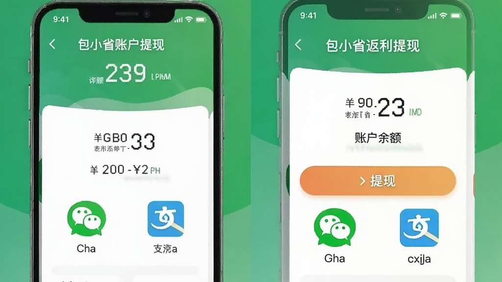 ��Сʡ��������ҳ�棬��ʾ�˻��������ְ�ť����΢�ź�֧����ͼ�꣬��������ɫ���䣬ģ���ֻ����棬���ʸɾ�������