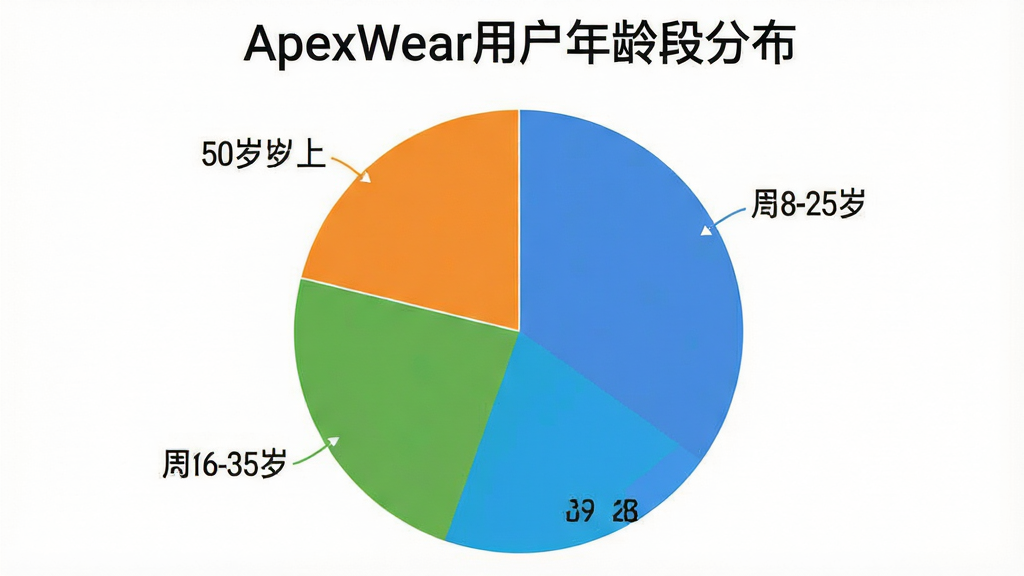 һ�ű�״ͼ������Ϊ��ApexWear�û�����ηֲ�����ͼ����Ϊ�ĸ��������򣬷ֱ����18-25�ꡢ26-35�ꡢ36-50�ꡢ50�����ϣ�����26-35��ռ�������ɫ�ֱ�ʹ����ɫ����ɫ����ɫ����ɫ��ͼ������Ϊ��ɫ����ƽ����Ϣͼ��񣬻��ʸɾ��޶���Ԫ�ء�