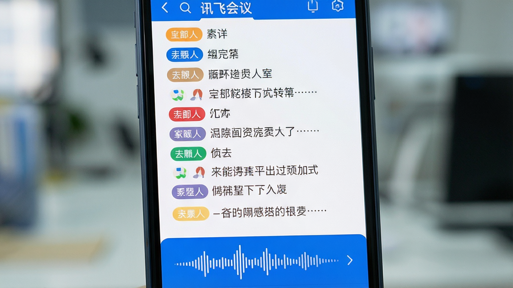 һ�š�Ѷ�ɻ��顱APP��ʵʱתд������д���ֻ���Ļ��ʾ�ܼ������ĶԻ���������ÿ������ǰ�в�ͬ��ɫ�ķ����˱�ǩ���ײ���һ��ģ�������Ķ�̬���������黯������ͻ�����������ȣ�UI����ִ���Լ��������ɫ�����ʸɾ��޶���Ԫ��