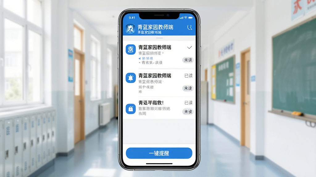 ��������Ϊ�ֻ���Ϣ�б����棬��ʾ��������԰��ʦ�ˡ�֪ͨ���飬ÿ��֪ͨ�Ҳ��С��Ѷ����롰δ������ǣ��ײ��С�һ�����ѡ���ť������Ϊ�������ȣ�����������࣬������ɫ��ͼ�����������ʸɾ��޶���Ԫ�ء�