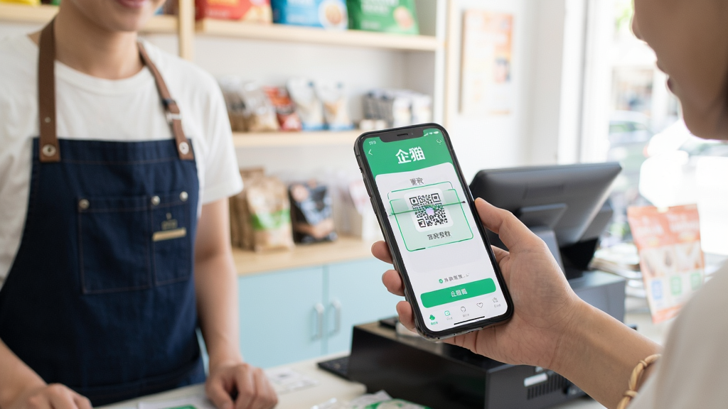 ����һ��չʾ�û�����ʹ������APP�����տ������ʵ��ͼ������Ϊһλ�����ֳ��ֻ�ɨ��˿͵ĸ����룬�ֻ���Ļ��ʾ����APP���տ���棬����Ϊ������С�����ھ���������Ȼ�����дʵ��ϸ�����������ʸɾ��޶���Ԫ�ء�