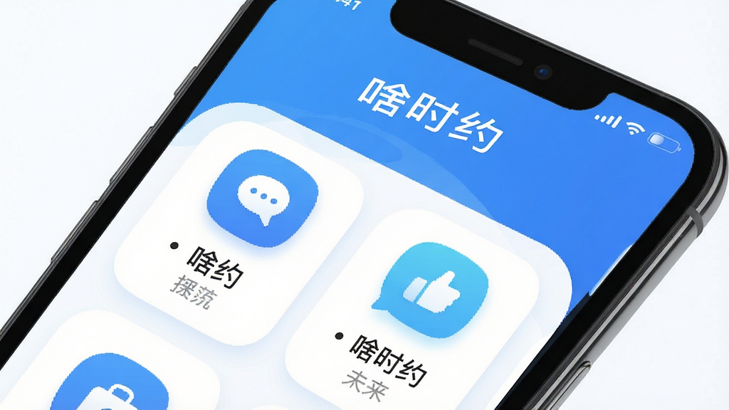 һ��չʾ��ɶʱԼ���ֻ�APP������ĸ����ͼ�������������ֻ���Ļ��д����Ļ��������ʾ�������ơ�ɶʱԼ���ͼ�����Ҫ����ͼ�꣬���ּ�࣬����������ɫ��������ִ���ƽ��ϸ��Բ�󣬻��ʸɾ��޶���Ԫ�ء�