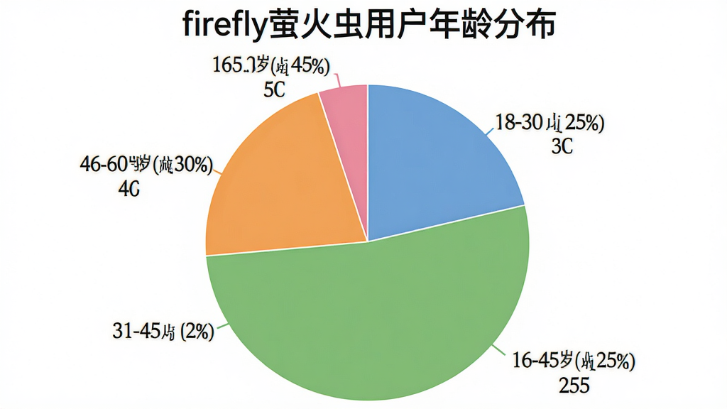 һ���û�����ֲ���״ͼ������Ϊ��fireflyө����û�����ֲ�����ͼ��������ʾ18-30��ռ25%��31-45��ռ45%��46-60��ռ30%����ͼ��ɫ���£�ÿ���������ж�Ӧ������ǩ������ͼ������࣬����Ϊ��ɫ�����ʸɾ��޶���Ԫ�ء�
