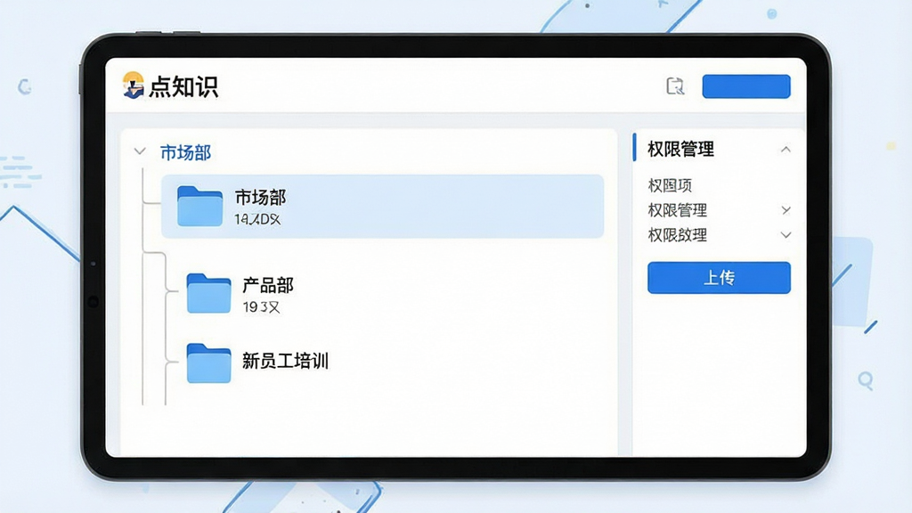 һ��չʾ��һ��֪ʶ��APP��̨��������Ľ�ͼ�廭������Ϊƽ����Ժ���չʾ����Ļ����ʾ֪ʶ���ļ��нṹ���������г�����������Ʒ����������Ա����ѵ���ȷ����ļ��У�ÿ���ļ�����ͼ����ļ�������ע����Ļ�Ҳ���Ȩ�޹��������ϴ���ť�����沼�ֹ�����ɫ��������Ϊ�������רҵ��࣬������ҵ��Ӧ�õĿɿ��У�ϸ�����������ʸɾ��޶���Ԫ�ء�