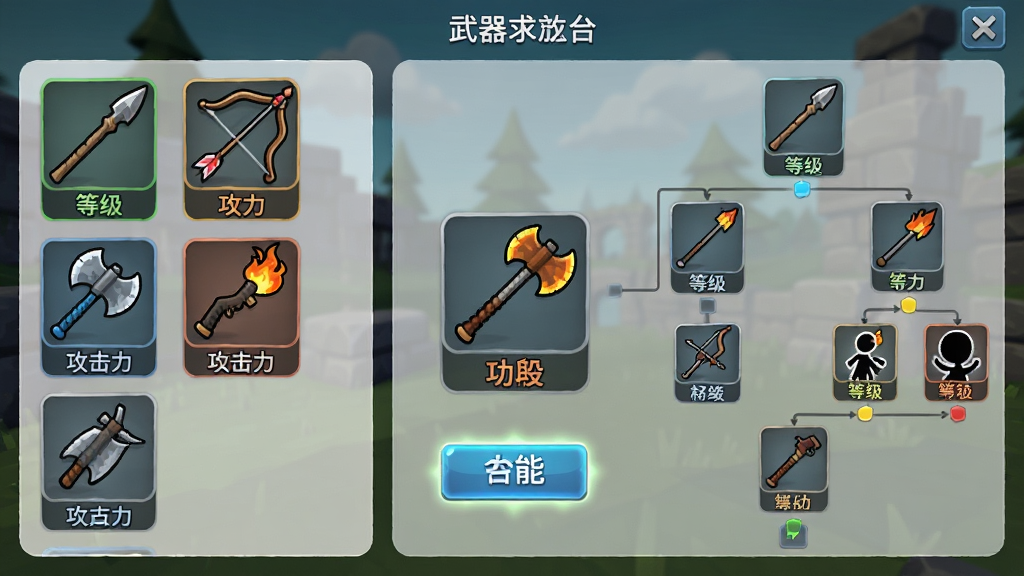 ���壺�����������Ϸ�е������ϳɽ��棬չʾľì�����������渫ͷ������ͼ�ꡣ���֣����Ϊ�����б����Ҳ�Ϊ�ϳ���״ͼ���м�Ϊ��ƷԤ�����Ű棺UI��Ƽ�࣬ͼ���������룬��ɫ�������ԡ������Ϸ�ڲ˵���񣬰�͸��������ϸ�ڣ�ÿ�������еȼ��͹�������ע���ϳɰ�ť���⡣���ʣ����壬�ɾ��޶���Ԫ�ء�